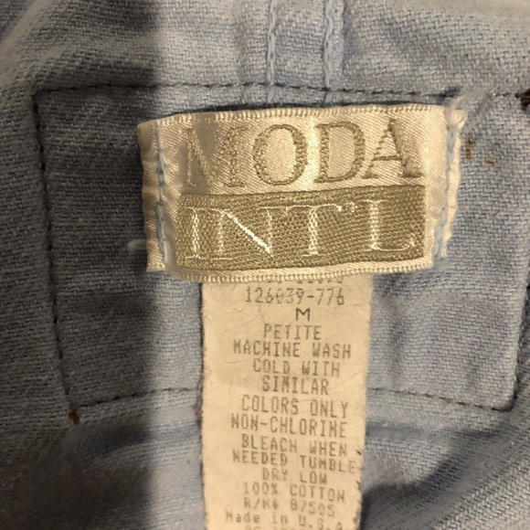 Moda Int. Baby Blue Vintage Short Overalls Medium - Picture 12 of 16